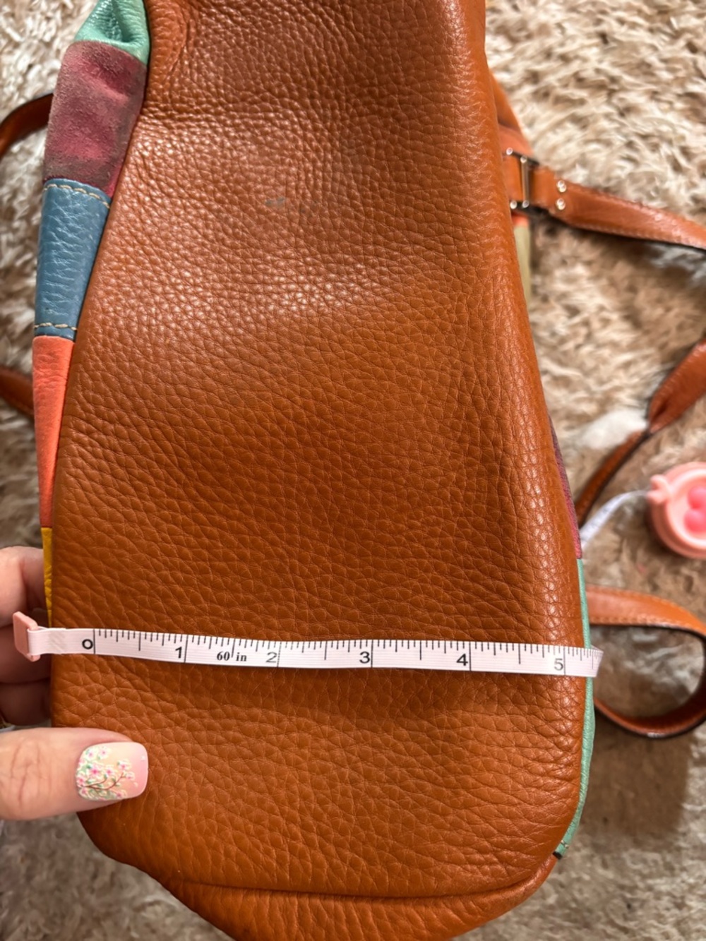 Fossil Multicolor Patchwork Leather Tote Bag - Brown Trim - Picture 8 of 9